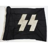 German 1943 dated SS flag 3x5 foot, maker marked to the lanyard.