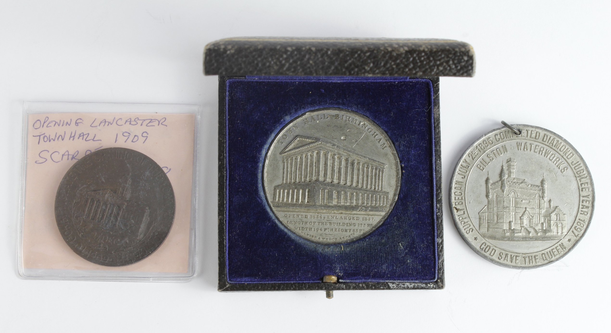 British Commemorative Medals (3) architectural interest, 2x white metal, one bronze: Opening of