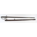 Sword Victorian 1854 pattern Artillery Officers in its steel scabbard.