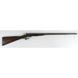 Victorian double barrelled 12 bore Shotgun, under leaver. Back action locks with acanthus engraving,