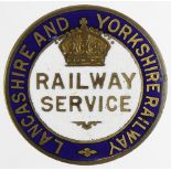 Railway - Lancashire & Yorkshire Railway original WW1 brass & enamel War Service badge, has a
