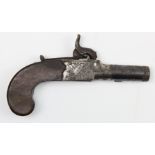 19th Century percussion box lock pocket pistol signed Lander, Birmingham with folding trigger