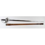 Sword ERVII 1897 pattern Infantry NCO with a plain blade in its brown leather covered scabbard.