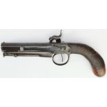 Single shot percussion belt pistol, circa 1840 by "Smith" of London. Octagonal barrel 4" of approx