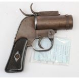 US Signal Pistol MWCS, triangular logo stamped, and "US Property". Barrel 4", Cal 1.5". With the