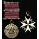 Masonic Jewels (2): Lennox Chapter unmarked silver-gilt, named and dated 1881 (missing central