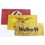 German nazi cloth armbands x3.