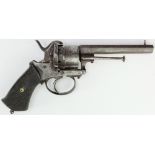 Belgian pinfire revolver, 6 shot cylinder, octagonal barrel just under 5". .36 Cal, sidegate