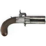 Percussion twin barrelled turnaround Pistol by Premier maker D.Egg of London. Side panels with