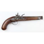Spanish Miquelet belt pistol, barrel 7.5" with flared muzzle of approx 38 Bore. Iron furniture, lock