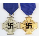 German 25 year silver faithful service medal with 40 year gold faithful service medal.