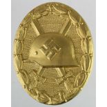 German Nazi Gold Wounds Badge, maker marked 'L/53'.