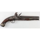 19th Century flintlock dragoon pattern military pistol with inspectors stamps to the barrel RT
