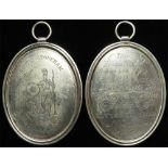 British Military Shooting Prize, engraved, unmarked silver oval 50x64mm, 31.00g: Napoleonic era