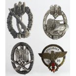 German Nazi Breast Badges inc Hitler Youth Gausieger 1939 with some enamel damage. (4)