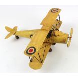 Large hand made metal vintage model of a WW1 aircraft. (Buyer collects)