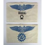 German armbands 2x for Air Raid Precautions at VW Factory and Brabag