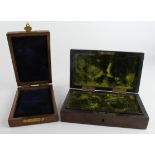 Medal Containers comprising 2 attractive rectangular wooden boxes, possibly mahogany. They measure