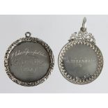 Victorian Scottish silver School medals (2) both presented by St. Johns Episcopal School - one has