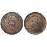 Error Coin: Spain 10 Centimos 1870, large flan or slipped collar strike d.33.5mm, GVF