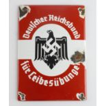 German nazi metal & enamel sign deutscher reichsbund.