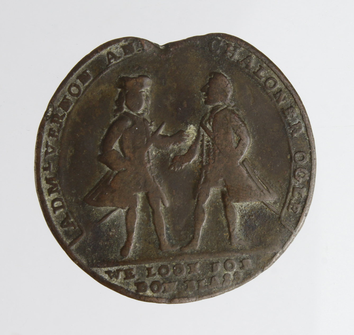 British Commemorative Medal, brass d.37mm: Admirals Vernon & Ogle took Carthagena 1741, irregular