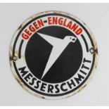 German Messerschmitt "Gegen England" wall metal plaque, rusty, A/F