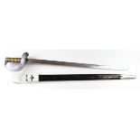 Sword Royal Naval 1889 pattern Naval cutlass with various inspectors stamps to the blade replated in