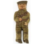 WW1 period "cut out" straw filled childs toy British Tommy Soldier, possibly Deans Rag Book. Small