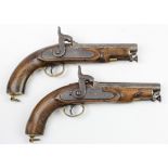 19th Century pair of percussion sea service pistols c1850 both in working condition. Both stamped