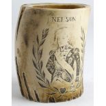 Nelson interest a leg bone or Antler part superbly etched with Nelson and Victory images