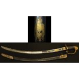 Sword - fine & scarce 1803 Pattern Infantry Officers Sword in its gilt brass & leather scabbard.