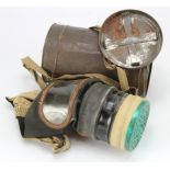 WW2 Civilian Respirator in private purchase cylindrical tin made by Airguard Limited on Holborn