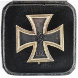 German cased 3rd Reich Iron Cross 1st Class E.K 1. 3-part construction with Iron Core. Marked L/15