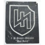 German Nazi Das reich 2nd SS panzer Division metal plate.