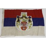 Serbia a 1915 Serbia national flag, 3 feet long, service wear