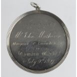 George IV silver School medal presented by Mr. John Matheson, Margaret St, Cavendish Square to