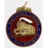 Railway related - National Union of Railwaymen 9ct. Gold & enamel medal "Presented to Bro C.C.