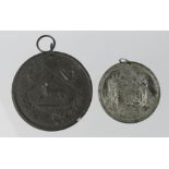 Order of Ancient Shepherds (2) white metal medals, 19thC: 51mm named to P.M. J. Burgess, VF, and