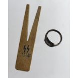 German nazi SS ring and clothes peg.