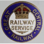 Railway - Great Central Railway original WW1 brass & enamel War Service badge, has a crescent