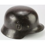 German Nazi SS M35 single decal (ex double decal) helmet with liner with owners ? named penned