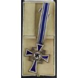 German Nazi Mothers Cross in silver in its fitted case.