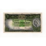 Australia 1 Pound issued 1953 - 1960, very rare FIRST PREFIX 'HA/00', portrait Queen Elizabeth II at