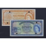 Bermuda (2), a scarce pair of SPECIMEN notes, 5 Pounds dated 20th October 1952 and 1 Pound dated 1st