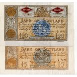 Scotland, Bank of Scotland (2), 20 Pounds dated 14th September 1960, large uniface note signed