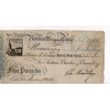 Newcastle upon Tyne 5 Pounds dated 1802, No. B3941 for Surtees, Burdon & Brandling (Outing 1502h)