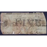 Crewekerne & Chard Old Bank 5 Pounds dated 1824, No. 8502 for Sam. Sparks & Company (Outing616a) cut