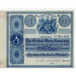Scotland, British Linen Bank 1 Pound PROOF dated 1st May 1875, glue residue in two corners on