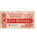 Bradbury 10 Shillings ( T9) issued 1914, ERROR with designed misplaced vertically towards the bottom
